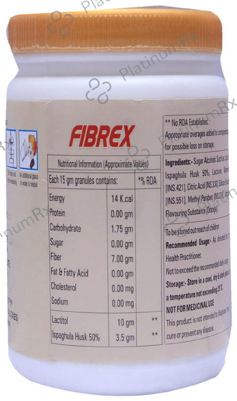 Fibrex 3.5/10gm Husk Orange Flavour Sugar Free Granules 270gm