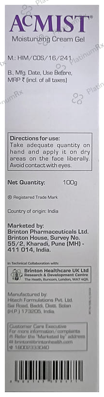 Acmist Moisturising Gel 100gm