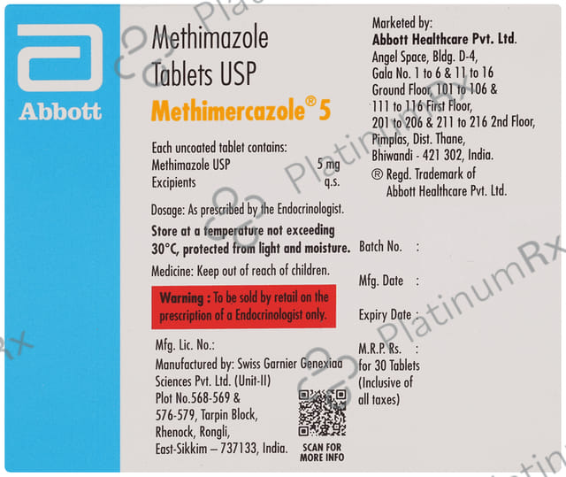 Methimercazole 5mg Tablet 30s