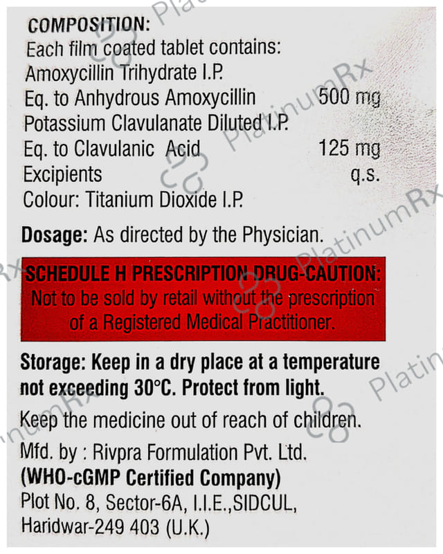 Antyclav 625 500/125mg Tablet 10s