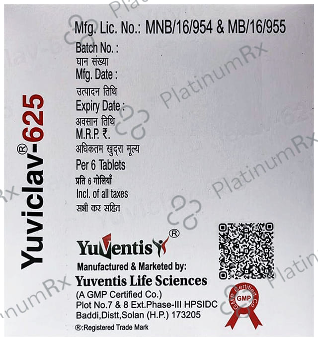 Yuviclav 500mg/125mg Tablet 6 Tablet