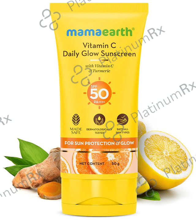 Mamaearth Vitamin C Daily Glow Sunscreen SPF 50 PA+++ Cream 50gm