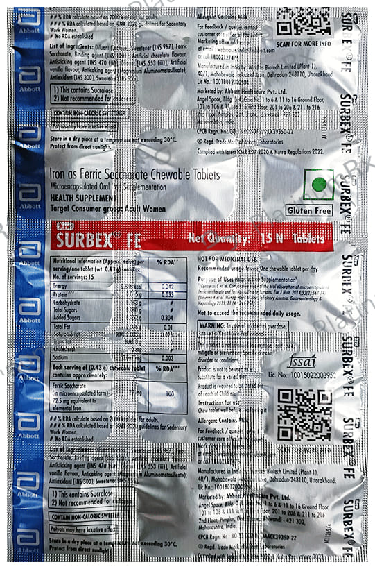 Surbex FE 29mg Chewable Tablet 15s