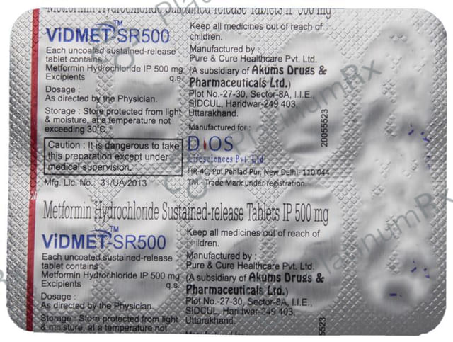 Vidmet SR 500mg Tablet 10s