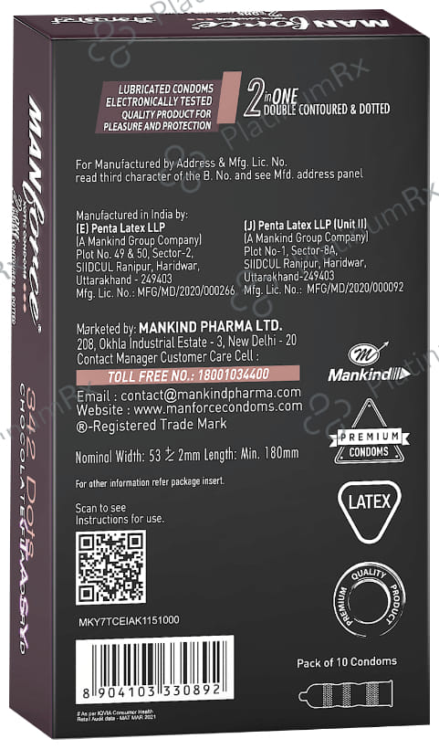 Manforce 342 Dots Xotic Chocolate Flavour Condom 10s