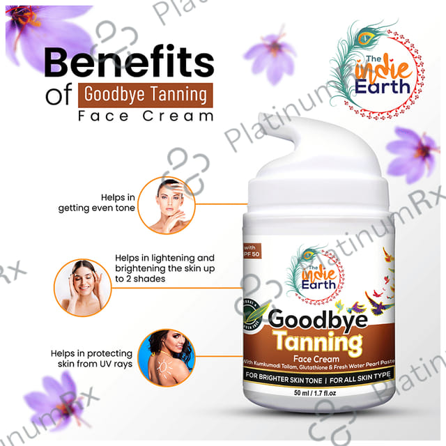 The Indie Earth Goodbye Tanning SPF 50 Face Cream 50ml