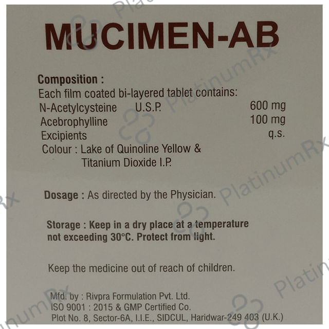 Mucimen AB 50mg/600mg Tablet