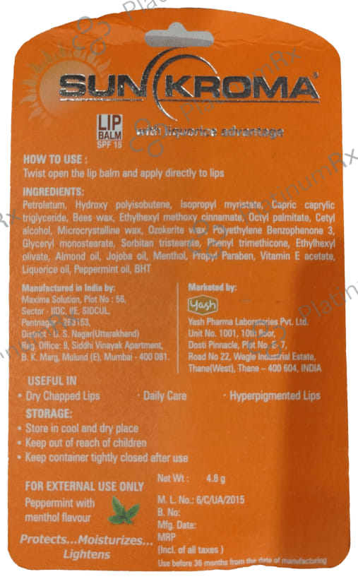 Sunkroma SPF 15 Lip Balm 4.8gm