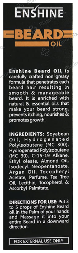 Enshine Beard Oil with Argan Oil, Almond Oil & Vitamin E for Nourished & Shiny Beard