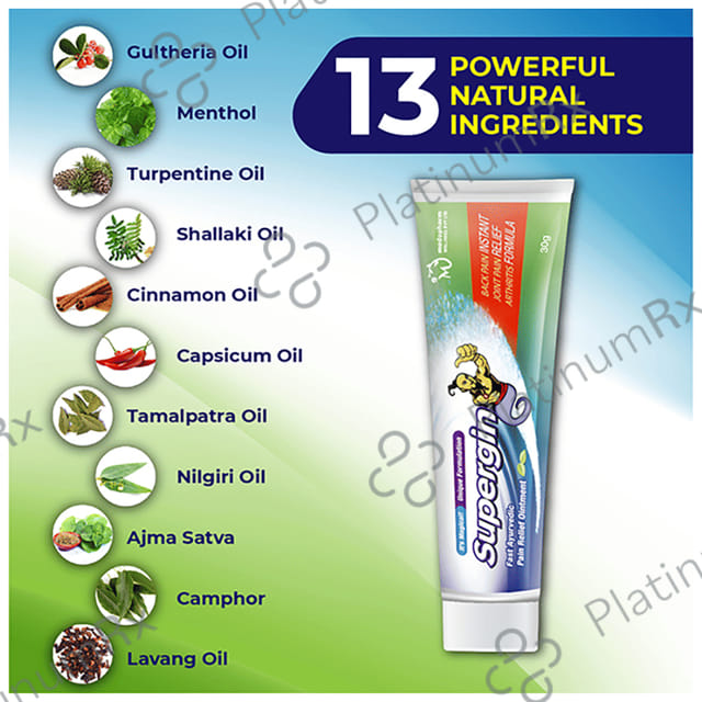 Medopharm Wellness Supergin Ointment for Muscle Aches, Joint Discomfort, Arthritis, Sprains, and Strains (30gm Each)