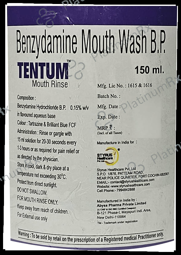 Tentum Mouth Rinse Alcohol Free 150ml