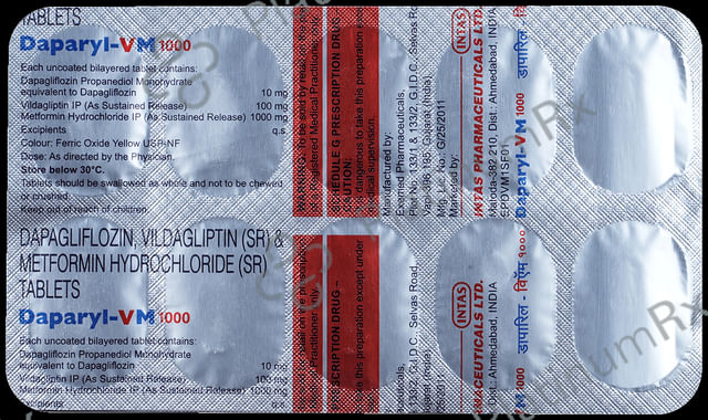 Daparyl VM 10/1000/100mg Tablet 10s