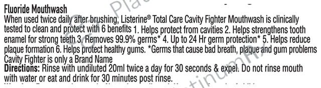 Listerine Cavity Fighter Mouth Wash 250ml