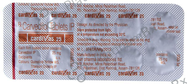 Cardivas 25mg Tablet 10s