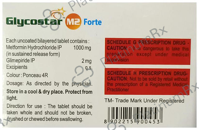Glycostar M Forte 2mg/1000mg Tablet SR