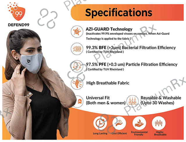 Defend99 Self Sanitizing 99% Filtration Reusable Mask