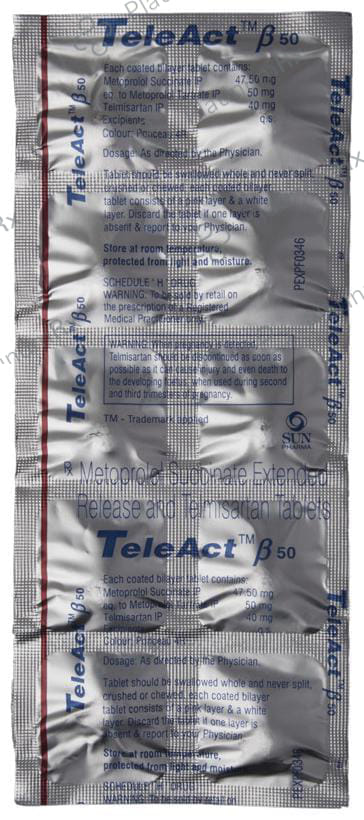 Teleact Beta 50/40mg Tablet ER 10s