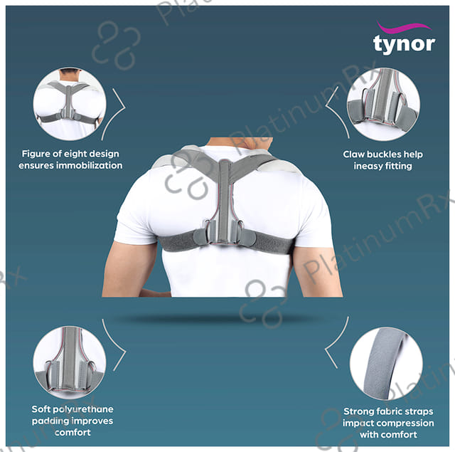 Tynor C 05 Clavicle Brace with Velcro Large Grey