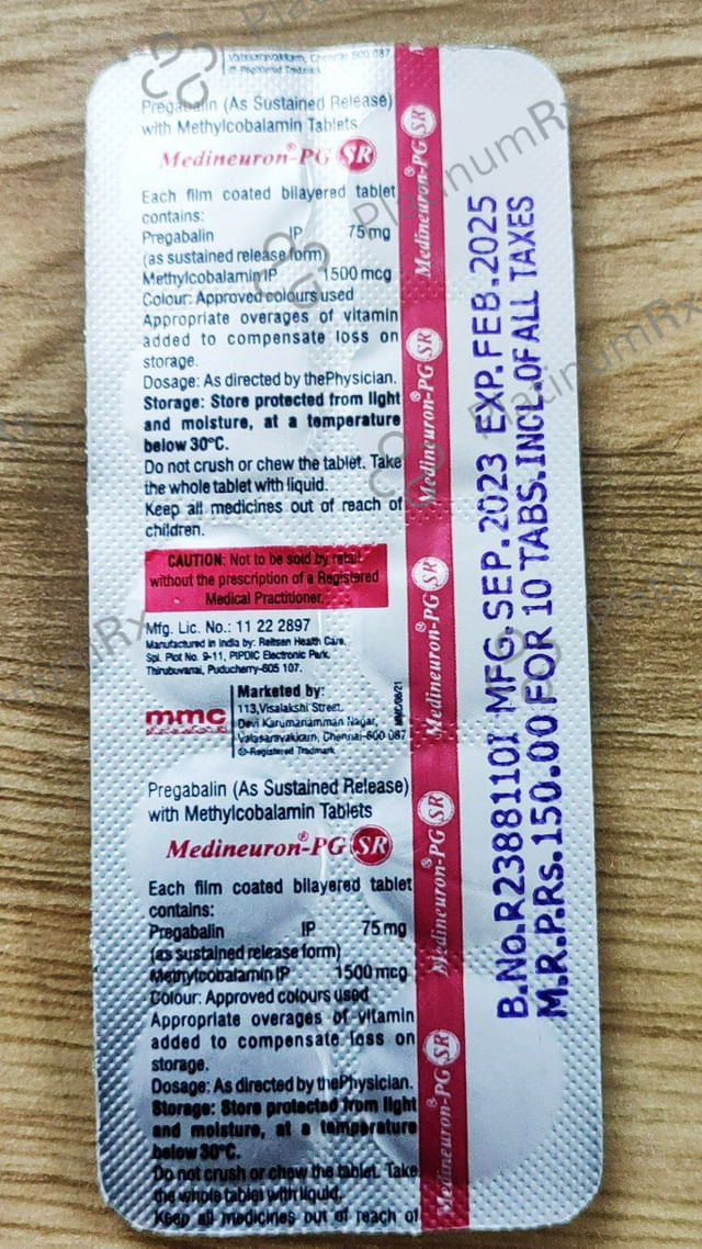 Medineuron PG 1500mcg/75mg Tablet SR 10s