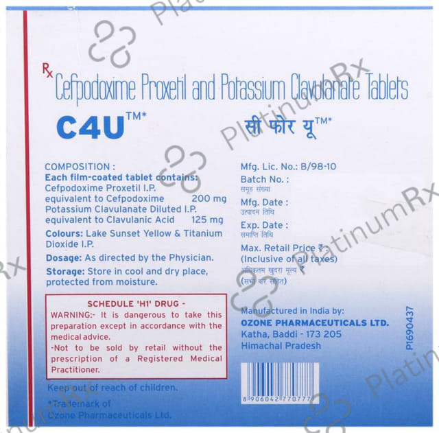 C4U 200/125mg Tablet 6s