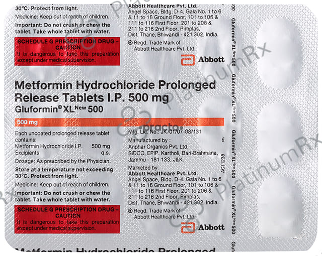 New Gluformin XL 500 Tablet PR 15s