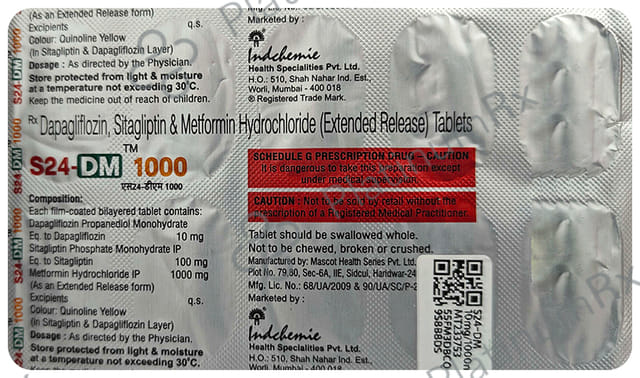 S24 DM 10/1000/100mg Tablet 10s