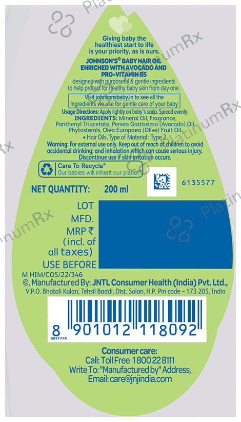 Johnson's Baby Hair Oil 200ml