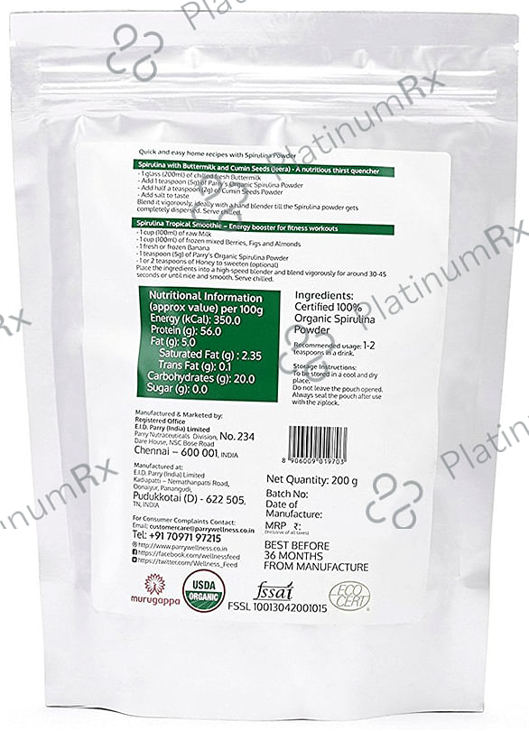 Parry's Organic Spirulina Powder 200 gm