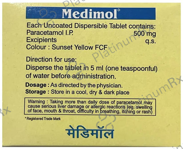 Medimol 500mg Orange Flavour Dispersible Tablet 10s