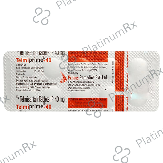 Telmiprime 40mg Tablet 10s