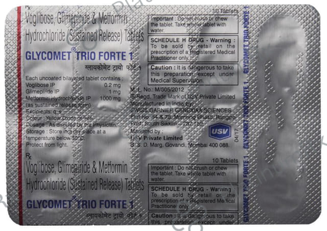Glycomet Trio Forte 1/1000/0.2mg Tablet SR 10s