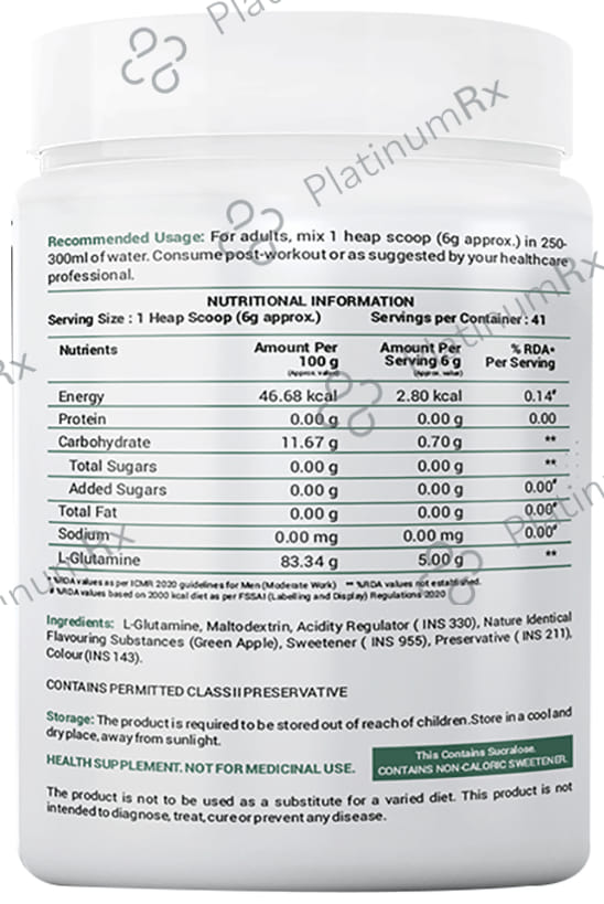 OneLife L-Glutamine Powder Green Apple