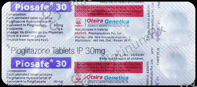Piosafe 30mg Tablet 10s