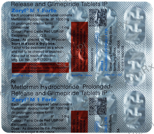 Zoryl M 1/1000mg Forte Tablet PR 15s
