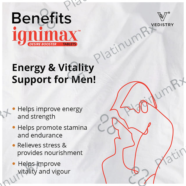 Vedistry Ignimax Desire Booster Tablet Gluten and Paraben Free
