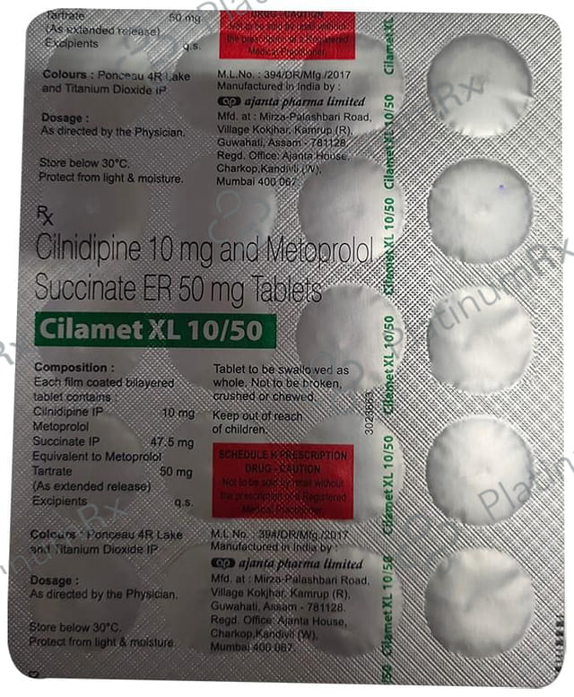 Cilamet XL 10/50mg Tablet ER 20s