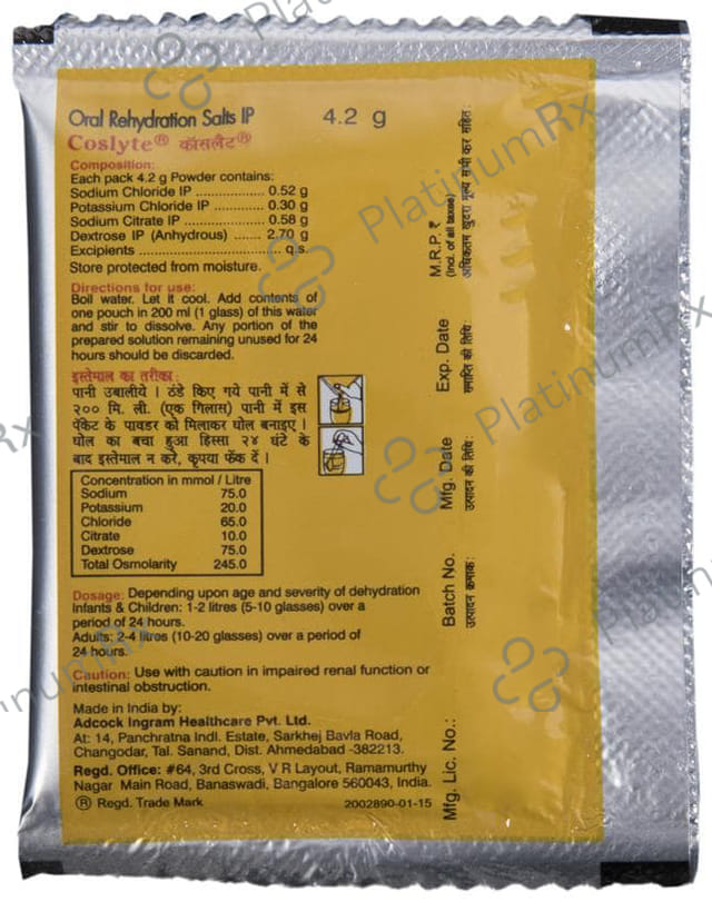 Coslyte Powder with Electrolytes - For Oral Rehydration Therapy Powder