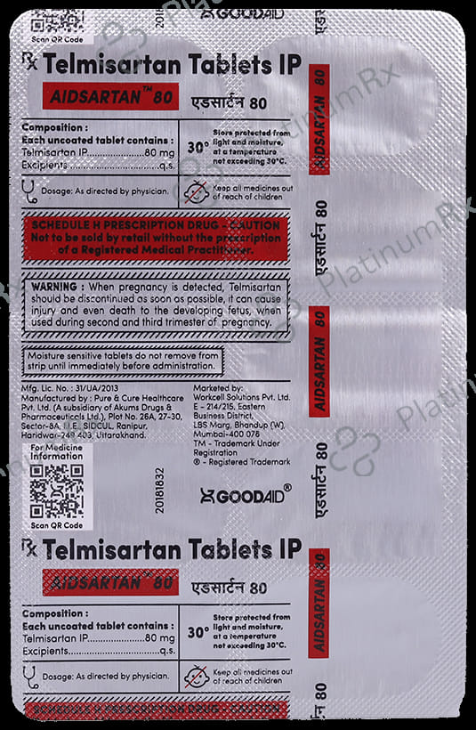 Aidsartan 80mg Tablet 10s