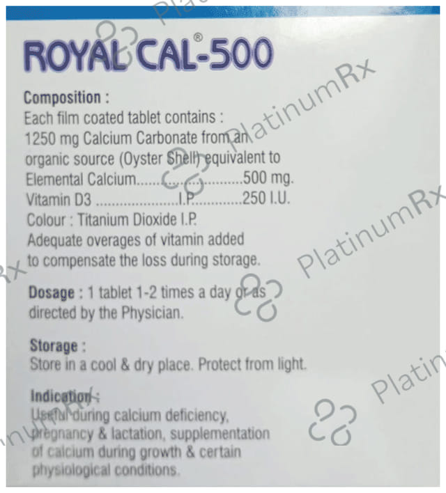 Royal Cal 500mg Tablet 15s