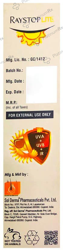 Raystop Lite Sun Screen SPF 30++ Lotion 50gm