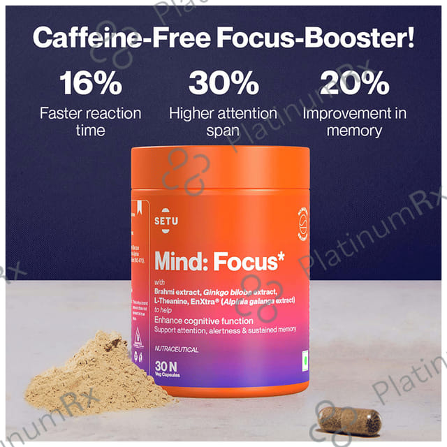 Setu Mind:Focus Veg Capsule with L-Theanine, Brahmi & Ginkgo Biloba