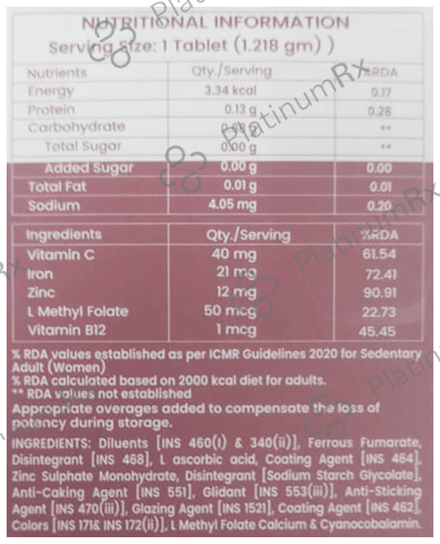 Dr. Morepen Iron & Zinc with Vitamin C & B12 - For Fatigue Reduction, Energy & Haemoglobin - Tablet