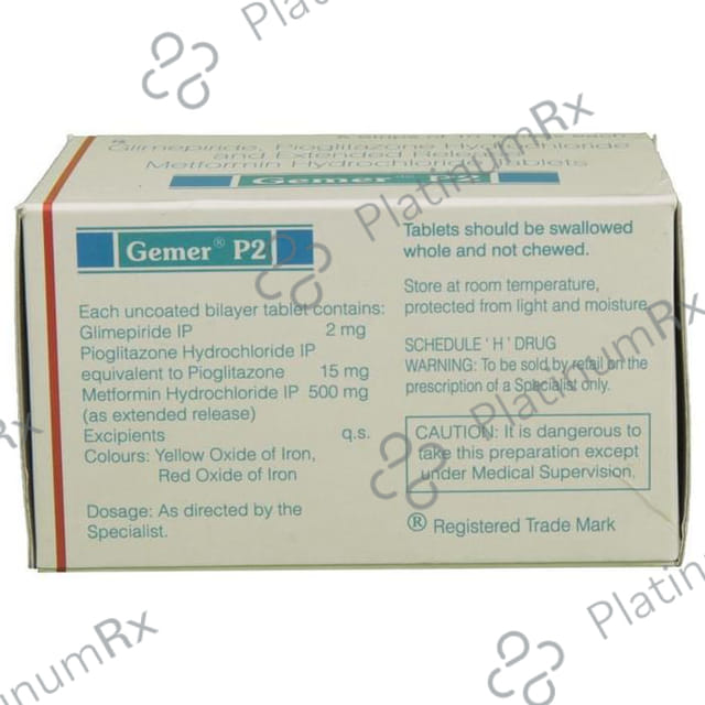 Gemer P 2/500/15mg Tablet ER 10s