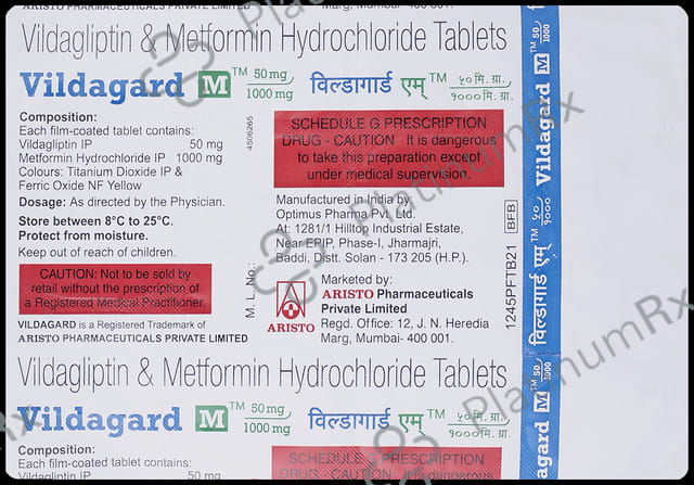 Vildagard M 1000mg/50mg Tablet