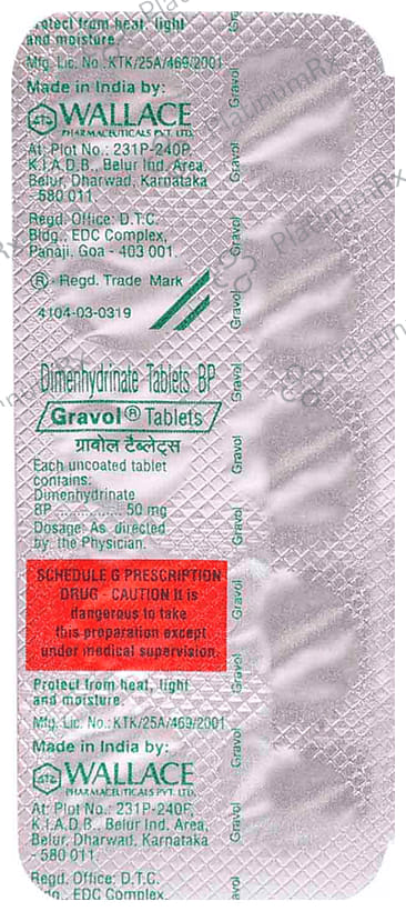 Gravol 50mg Tablet 10s
