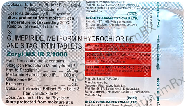 Zoryl MS IR 2/50/1000mg Tablet 10s