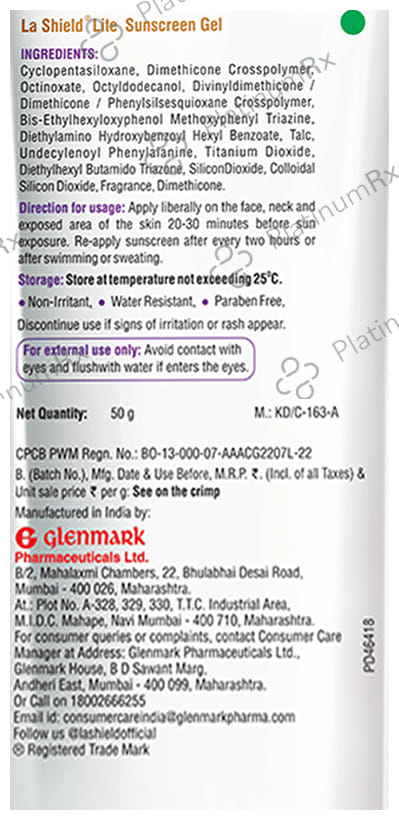 La Shield Lite Sunscreen Gel SPF 50+ PA+++ 50gm