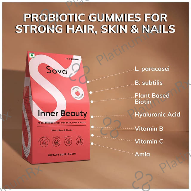 Sova Inner Beauty Probiotics Gummies for Skin, Hair & Nails Sugar Free