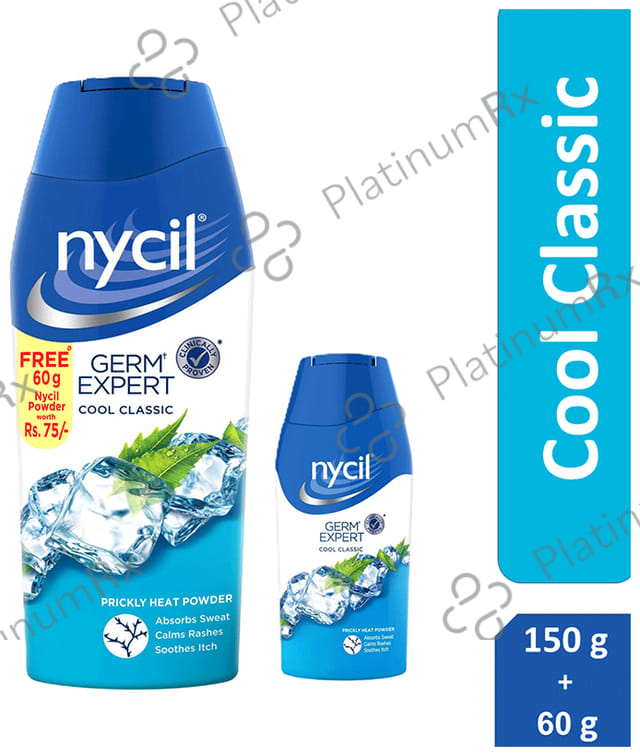 Nycil Cool Classic Prickly Heat Powder with Nycil Cool Herbal 50gm Free