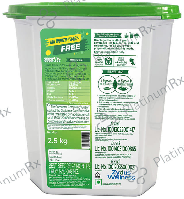 Sugarlite 50% Less Calories+ - Blended Sugar Free Powder 500gm